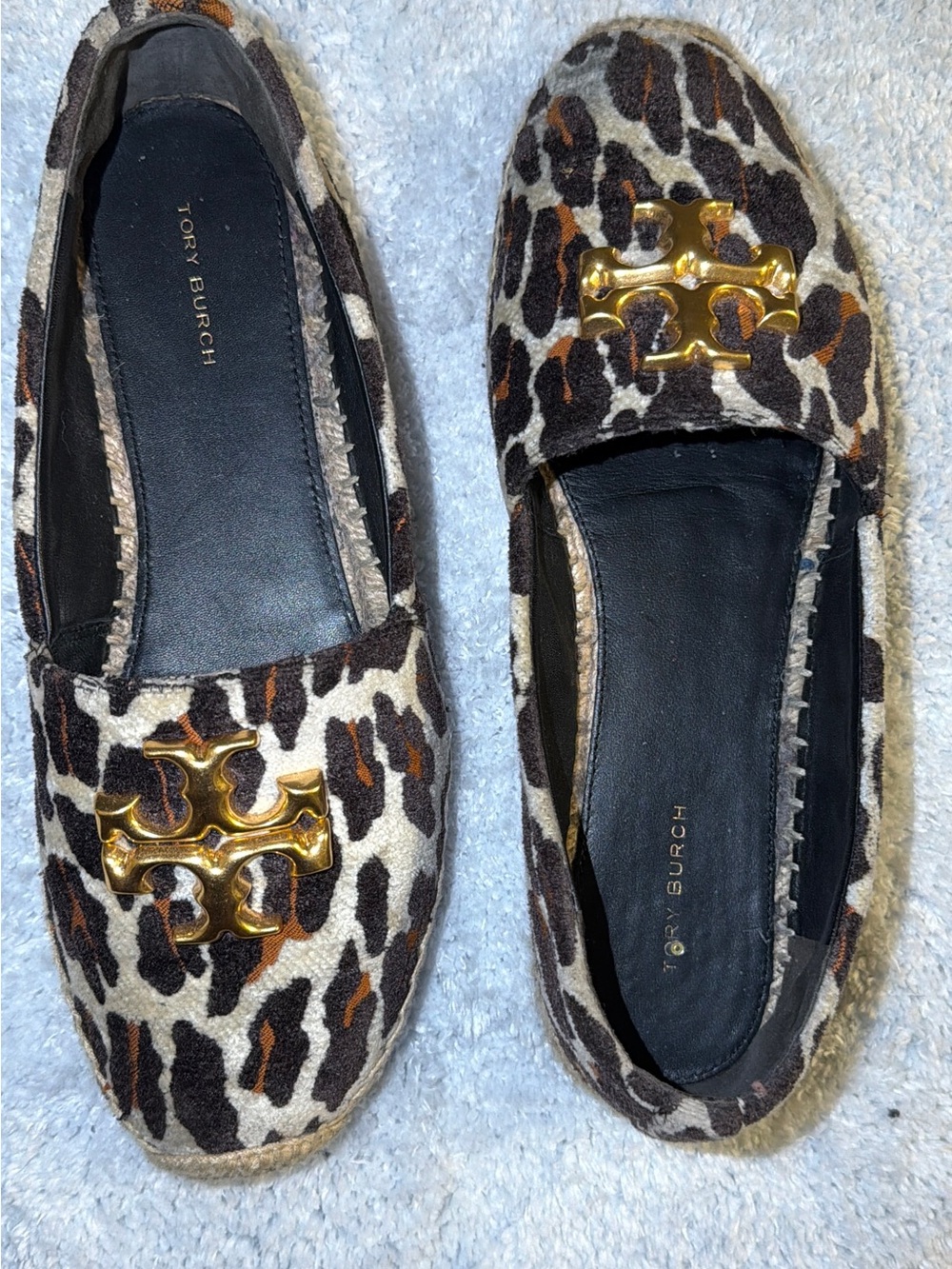 Tory Burch Leopard-Print Loafers with Gold Logo Plaques